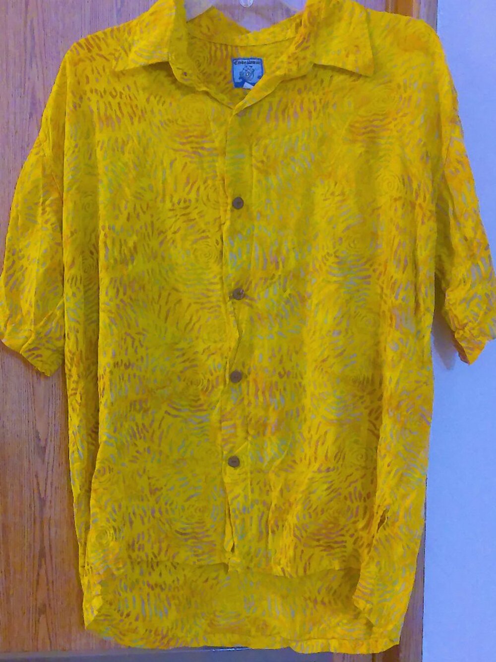 Endeavour Men's Button-Up‎ Multi-Colored Patterned Yellow Shirt, Size S